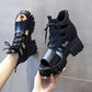 Female Summer Hollow Out Breathable Roman Sandals Women's Large Size All-match High-heeled Platform Black Sandals