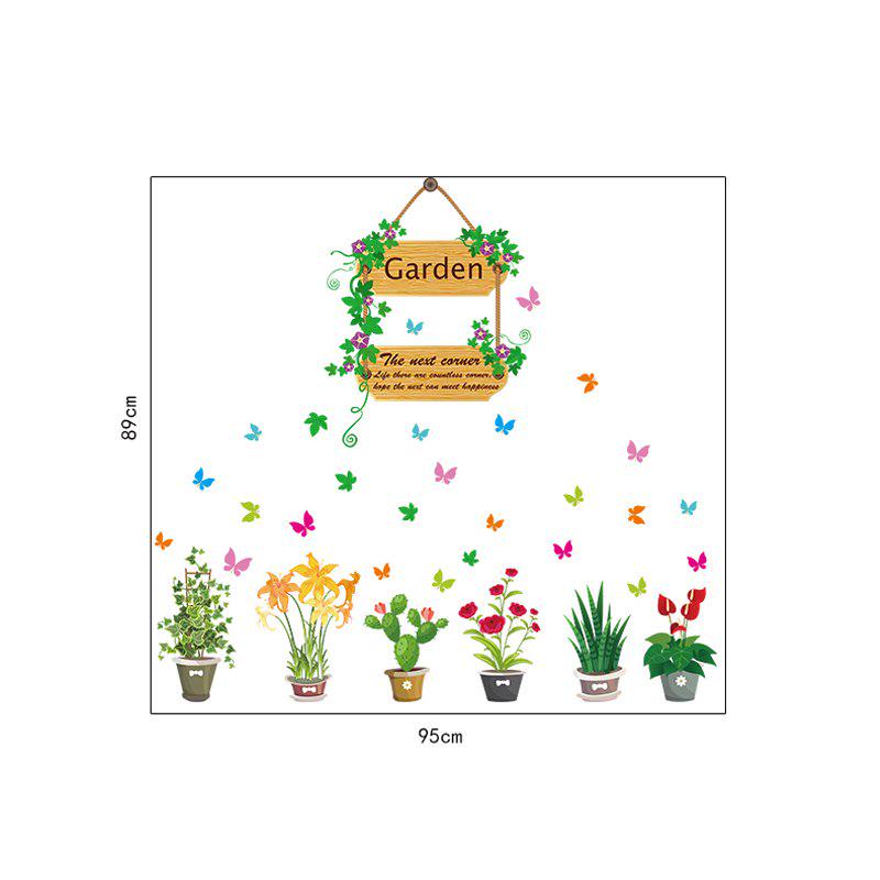 [sticker ]Pot Plant Flower Garden Butterfly Wall Stickers For Kids Rooms Baby Room Kitchen Bathroom