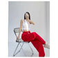 Women's High Waist Hip Hop Jazz Sports Pants Red Casual Leggings Hip-hop Alphabet Wide Leg Sweatpants