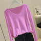 Winter Loose Long-sleeved V-neck Sweater Women Warm Sexy Sweatshirts Bottoming Shirt Women