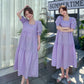 Female Simple Large Size Elegant Holiday Dress Summer High Waist Slim Vintage Gentle Solid Vacation Dress