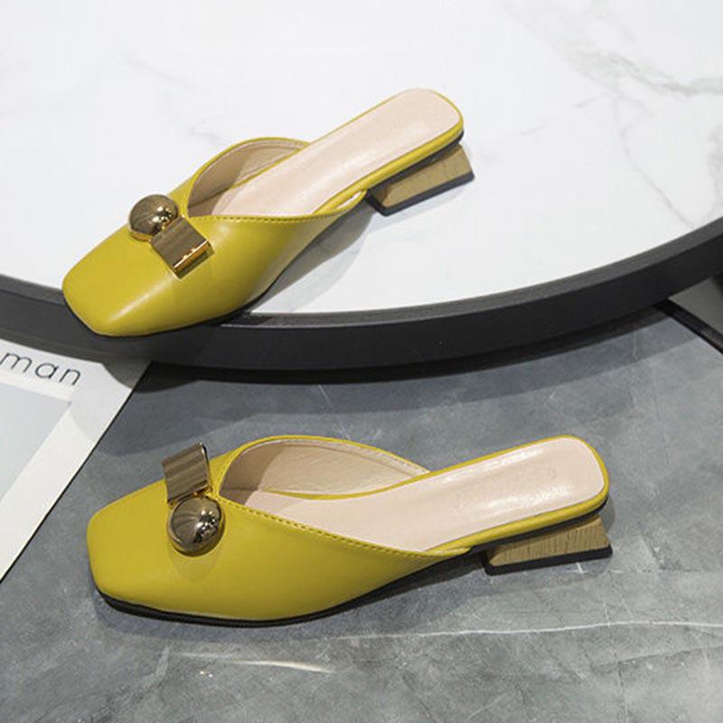 Size 35-40 Women All-match Shiny Slippers Outdoor Diamond High Heels Bohemian Beach Wear-resistant Non-slip Office Lady Baotou Sandals
