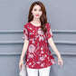 Fashion Loose Plus Size Women's Thin Section Summer Fat Mother Medium and Long Printing Short-sleeved T-shirt Women