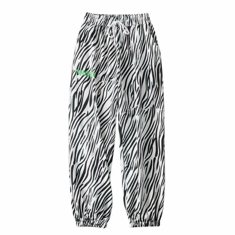 European and American Loose High-waist Jazz Hip-hop Zebra Pattern Trousers with Leggings Sports Pants Female Ins Tide Casual Hip-hop Pants
