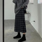 Pregnant Women's Woolen Plaid Skirt Autumn and Winter Dress Medium Long Hip Wrap Split Skirt Retro Abdominal Skirt