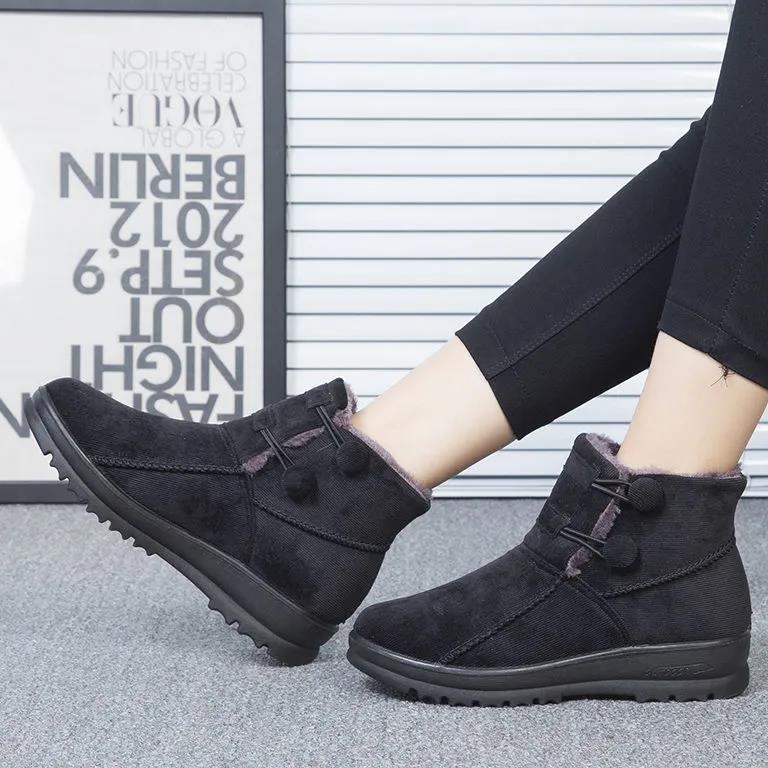 Women's Winter Cloth Shoes Plus Velvet Thick Warm Snow Boots Non-slip Wear-resistant Mother's Cotton Boots