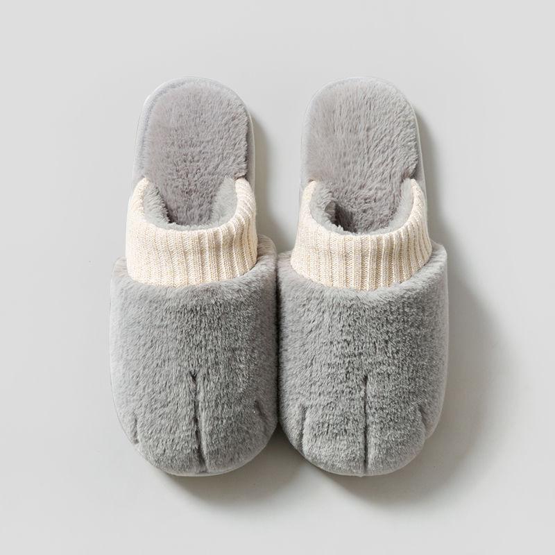 Autumn and Winter Fashion Cotton Slippers Indoor Non-slip Soft-soled Shoes Warm Simple Plush Cotton Shoes