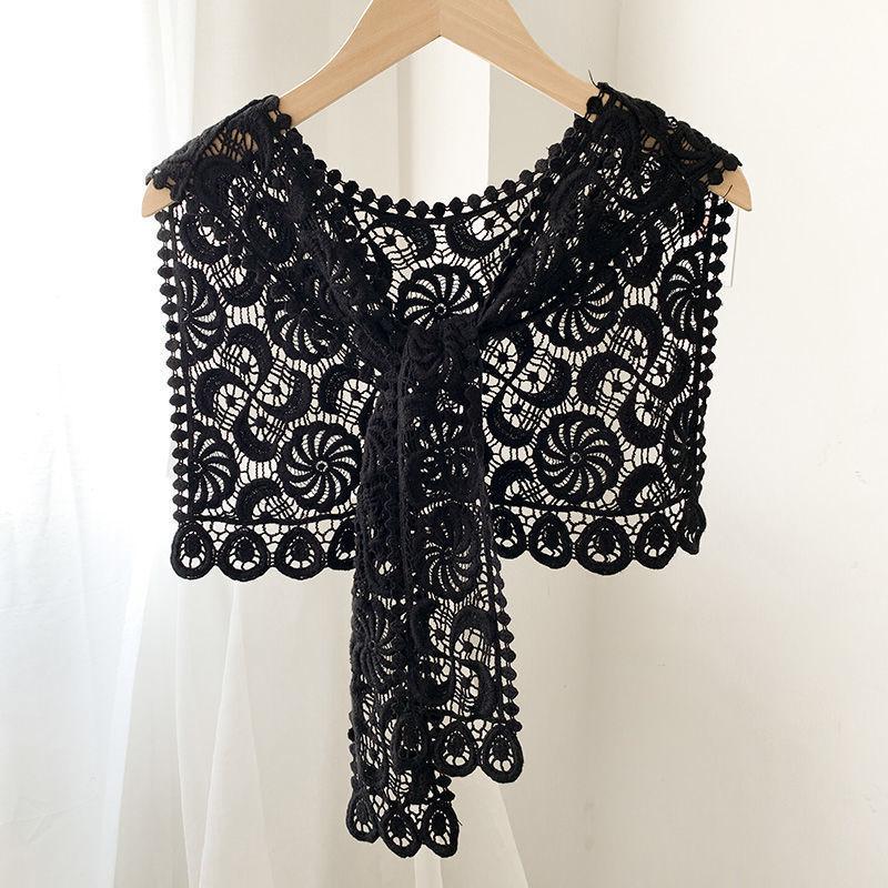 WTEMPO Summer Knitting Little Shawl Women's Thin Solid Color Knotted Lace Neckties Sun Protection Warm Shawl