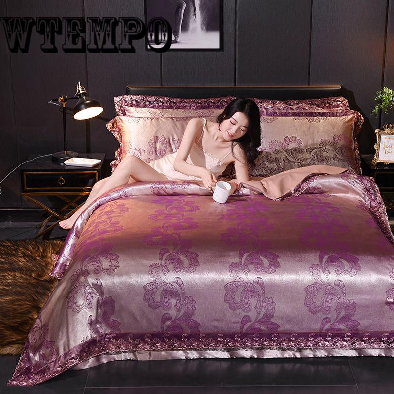 European Home Textile Jacquard Bedding Set Embroidery Duvet Cover Bed Sheet King Queen Size