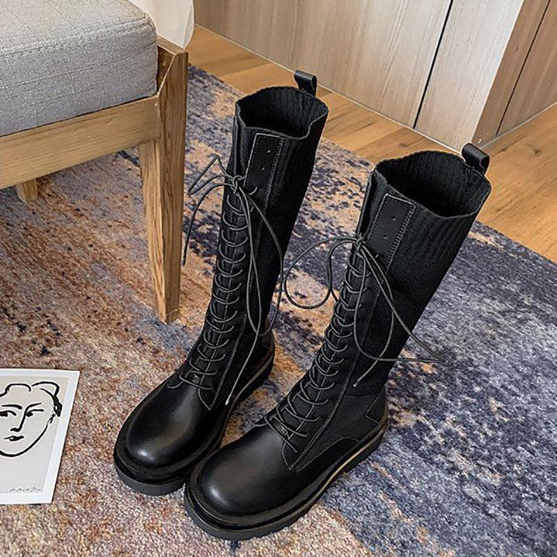 Thick-soled Stretch Boots Women's Shoes Women's Inner Height But Knee Martin Boots High Boots Non-slip Boots