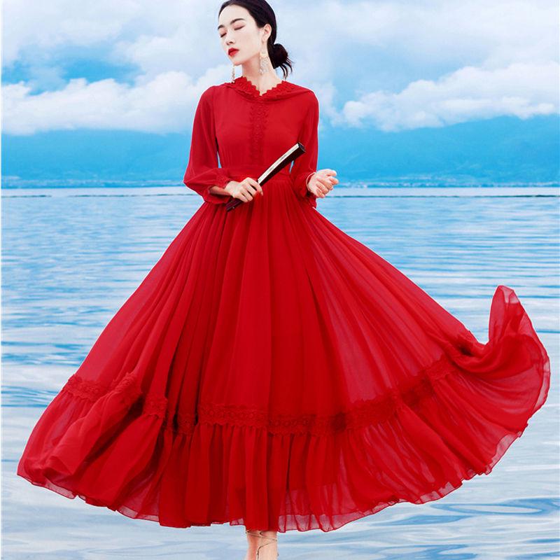 Waist up and down long skirt woman long skirt plus size red chiffon dress woman hooded beach skirt