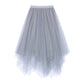Women Spring Summer Skirt Vintage Irregular Fairy Gauze Skirt Elegant Slim Versatile Mid-length High Waist A-line Pleated Skirt