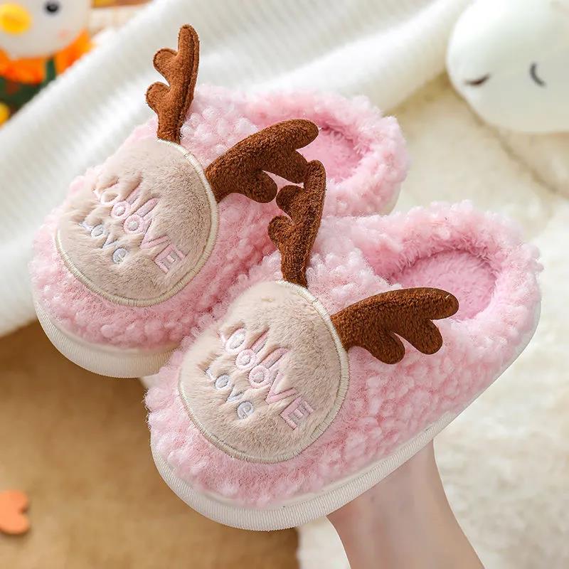 Autumn and Winter Children's Cotton Slippers Boys and Girls Children's Indoor Antiskid Plush Warm Cartoon Baby Bag Heel Cotton Slippers