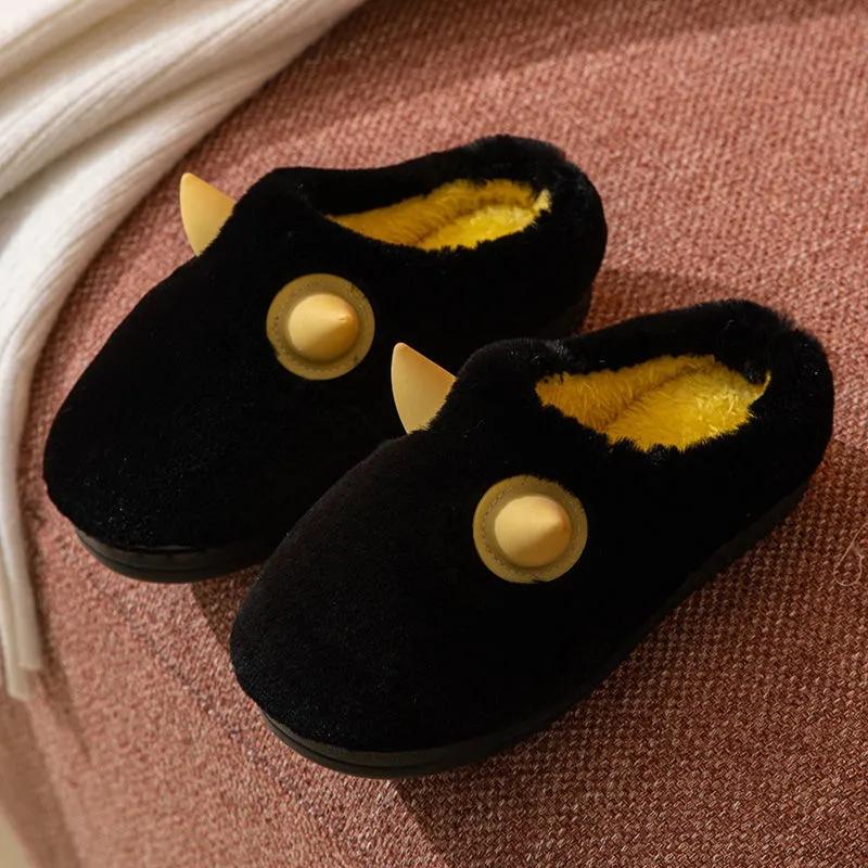 Children's Cotton Slippers Autumn Winter Indoor Warmth Non-slip Cute Baby Half-coated Slippers for Girls