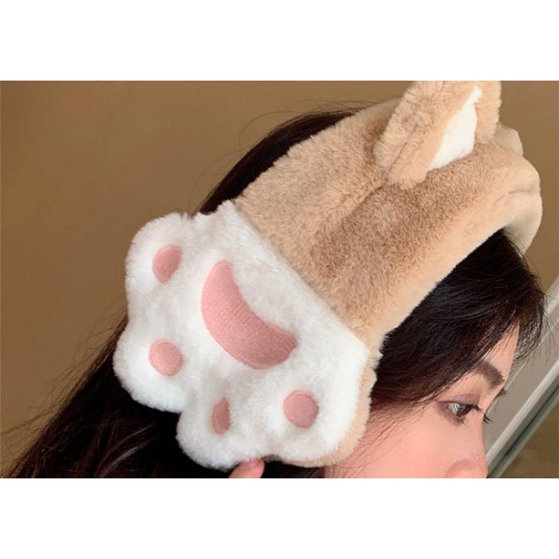 Women's Winter Cat Claw Ears Earmuffs Cute Cartoon Warm Earflaps Wide-brimmed Ear Protection Earwarmers No Shedding Cat Head Band Cover Ear Pad