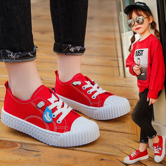 Children's Canvas Shoes Running Shoes for Boys and Girls Velcro Sneakers Student Board Shoes