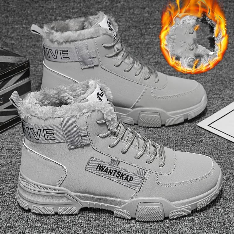 Men's Velvet Padded Snow Boots Casual Mid-high Warm Martin Boots Cotton Ankle Boots