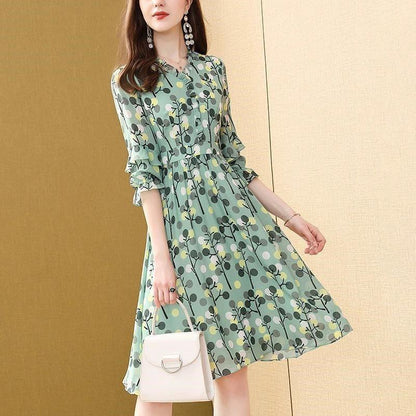 Vintage Floral Print Maxi Dresses Women Summer Long Sleeve V-Neck Ruffles Ladies Spring Casual Party Dress Vestidos