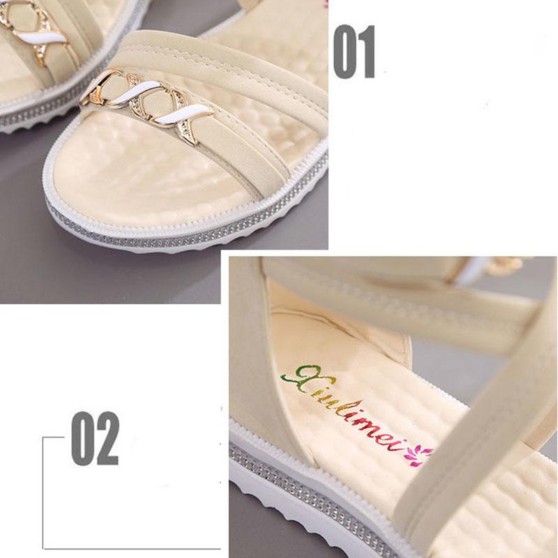 Women's Summer Flat Sandals Student Korean Style All-match Mid-heel Wedges Beach Shoes Bohemian Fairy Shoes