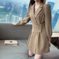 Suit Collar Long-sleeved Dress Women Spring  Summer Korean Design Windbreaker Short Skirt