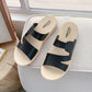 Women's Elastic Flat Sandals Ankle Strap Criss-Cross Open Toe Wide Strap Fashion Summer Shoes