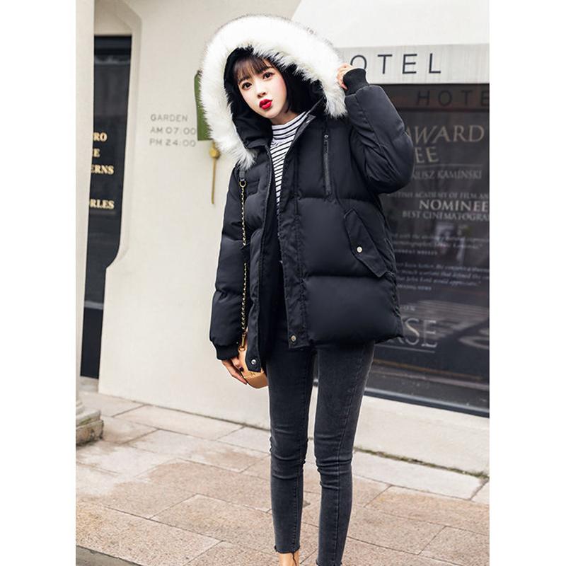 Real Shot Thickening Fashion Women's Down Jacket Wild Hooded Short Korean Cotton Jacket
