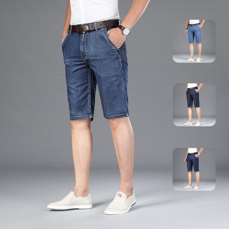 Summer Thin Denim Shorts Stretch Straight Five-point Jeans