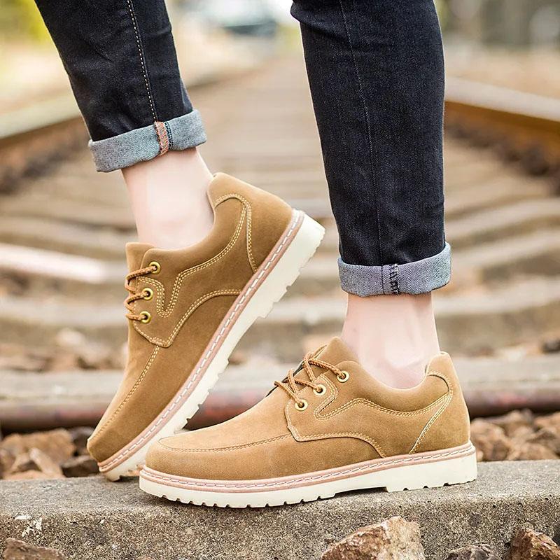 Spring and Autumn Men's Low Top British Shoes Logging Shoes Casual Sneakers Outdoor Workwear Shoes All-match Leather Shoes Men's Shoes