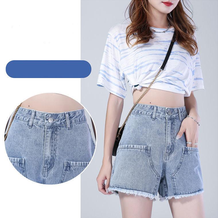 WTEMPO High Waist Denim Shorts Women Loose Spring and Summer Wide Leg A-line Casual Shorts