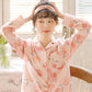 Women's Spring Autumn Long-sleeved Pajamas Peach Printing Cute Sweet Outerwear Homewear Loose Casual Suit