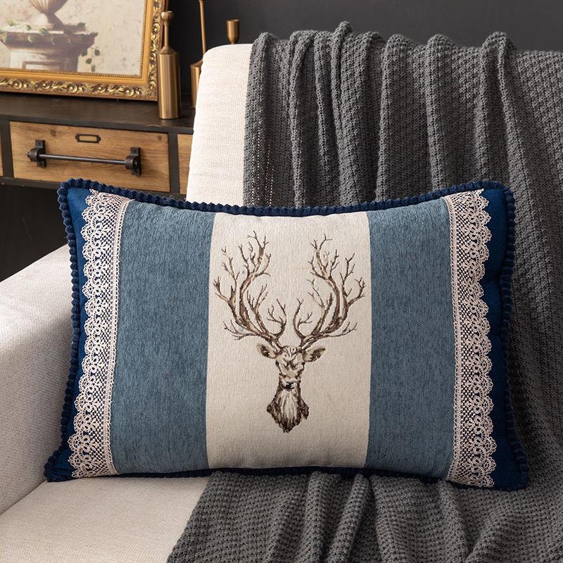European Style Sofa Cushion Rectangular Pillow Nordic Living Room Bedroom Embroidery Pillowcase Bedside Waist Cushion Large Size
