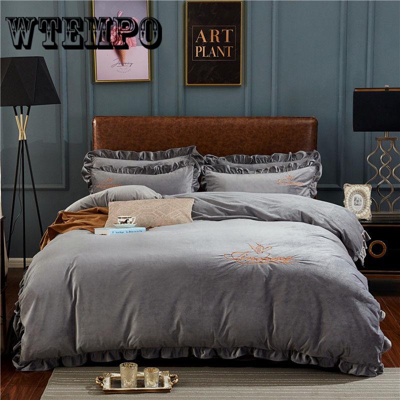 Luxury Fleece Fabric Bedding Sets Queen King Size Winter Bed Duvet Cover Bed Sheets Linen Set