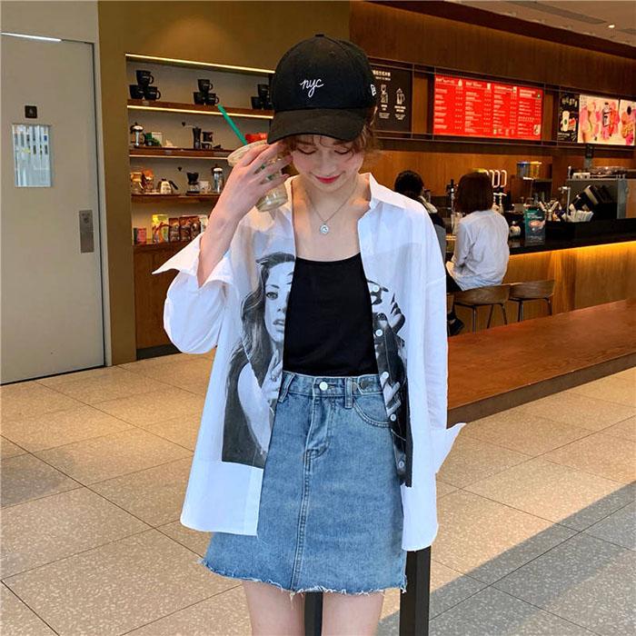 Pofulove Women Summer High Waist Irregular Denim Hip Skirt Student Anti-light Thin Mini A-line Skirt