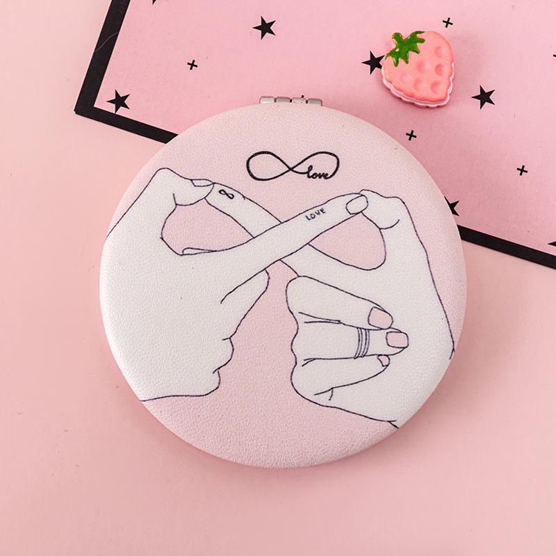 Mini Folding Cosmetic Mirror Portable Lovely Double-sided Small Clamshell  Folded Round Makeup Mirror