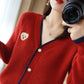 Sweater Cardigan Ladies Jacket Spring and Autumn Loose Short Long Sleeve Top V-Neck Thick Knit Sweater Cardigan Jacket