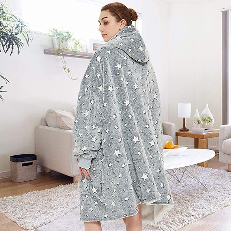 Venustas Wearable Blanket Hoodie Oversized Sherpa Blanket Hoodie Sweatshirt  Unisex Cozy Warm Soft Hoodie Blanket for Adults