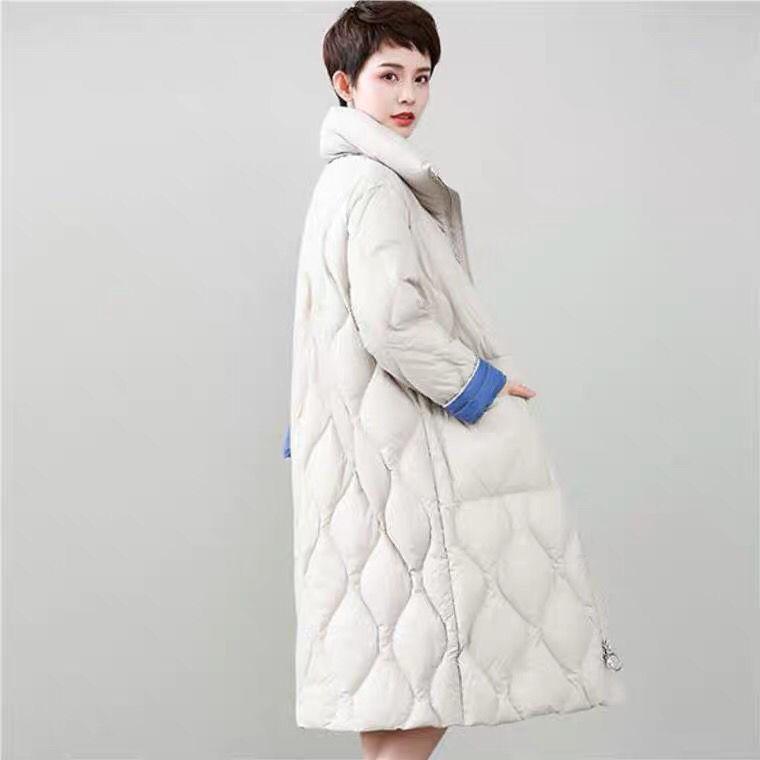 Stand-up Collar Down Jacket Women Slim Thick Loose Over The Knee Long Coat