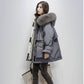 Women's Casual Cotton Clothes Mid-length Fashion Trend Down Down Cotton Clothes Women's Loose and Thick Big Fur Collar Cotton Coat