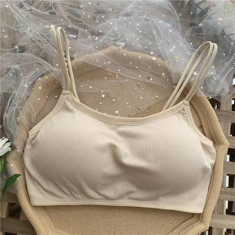 Cross Style Beautiful Back Suspender Vest Gathered Wrap Chest Rag Top Backing Anti Light Hand Holding Girl's Solid Color Bra