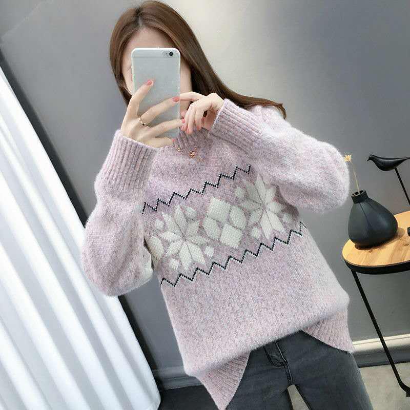 Autumn Winter  Women Fashion Sweater Casual Knitting Sweater Turtleneck  Pullovers Loose Casual Long Sleeve Sweater