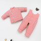 Baby Handmade Cotton-padded Clothes Washed Cotton Plaid Pure Cotton Children's Padded Jacket Cotton Trousers Suit Boys and Girls Autumn Winter Suits