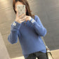Pofulove Autumn Winter White Sweaters Students Loose Knit Bottoming Shirt Women's Long-sleeved Wear