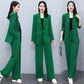 2PCS Women's Spring Suit Suit Professional Wide Leg Pants + Loose Jacket Two-piece Ladies Casual Elegant Suit