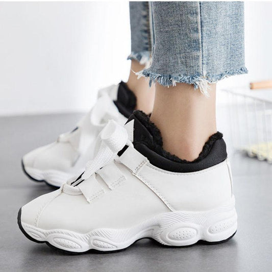 Autumn and Winter Plus Velvet Women's Shoes Warm and Comfortable All-match Casual Flat Shoes
