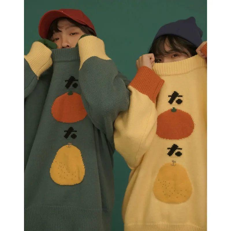 Japanese Lazy Style Korean Cute Round Neck Pullover Fall Loose Casual All-match Outer Jacket Trend