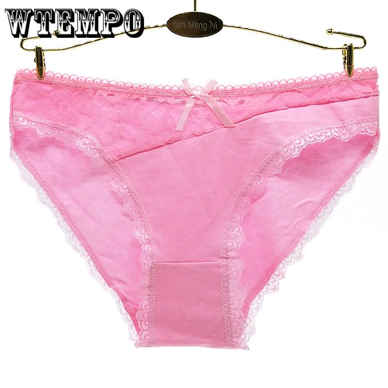 WTEMPO 6 Pcs/Lot Lace Panties Briefs Lingerie Underwear Women Floral Female Ladies Girls Cotton