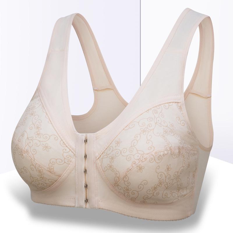Thin Large Size No Steel Ring Sexy Front Buckle Pure Cotton Comfortable Soft Breathable Tank Top Anti-glare Anti-Sagging Bra