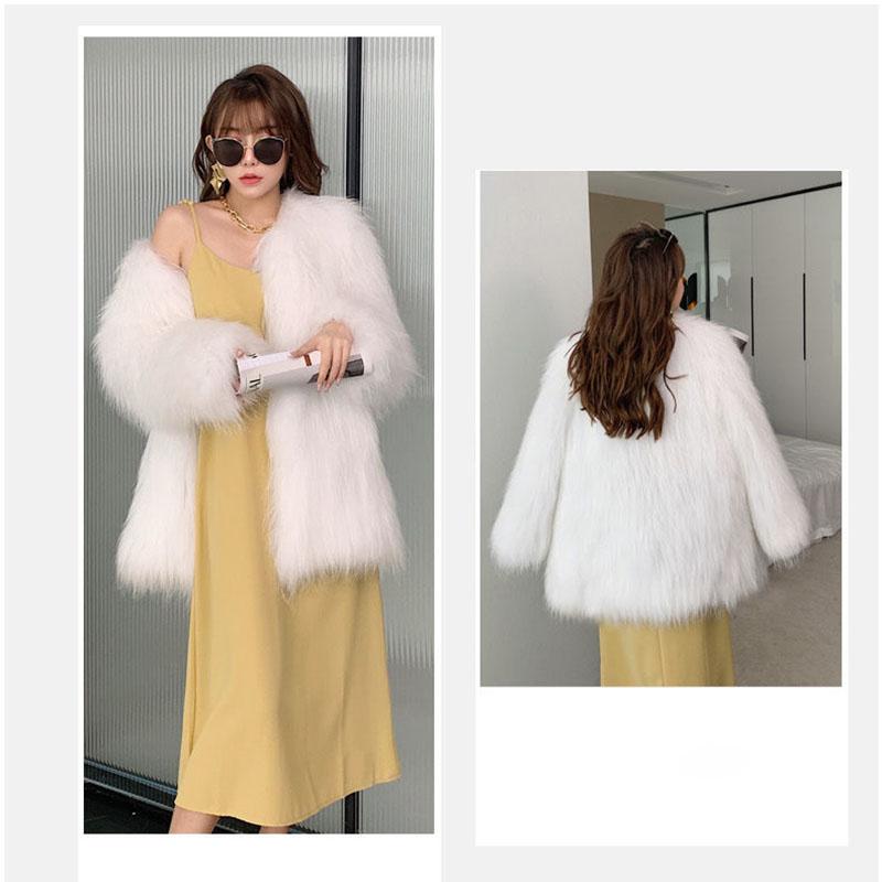 Winter and Spring Fashion Imitation Raccoon Fur Woven Fur Coat Female Mid-length Haining Fur Coat