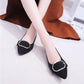 Pointed Toe Single Shoes All-match Square Buckle Women's Shoes Flat Heel Flat Shallow Mouth Comfortable Casual Women's Shoes Work Shoes