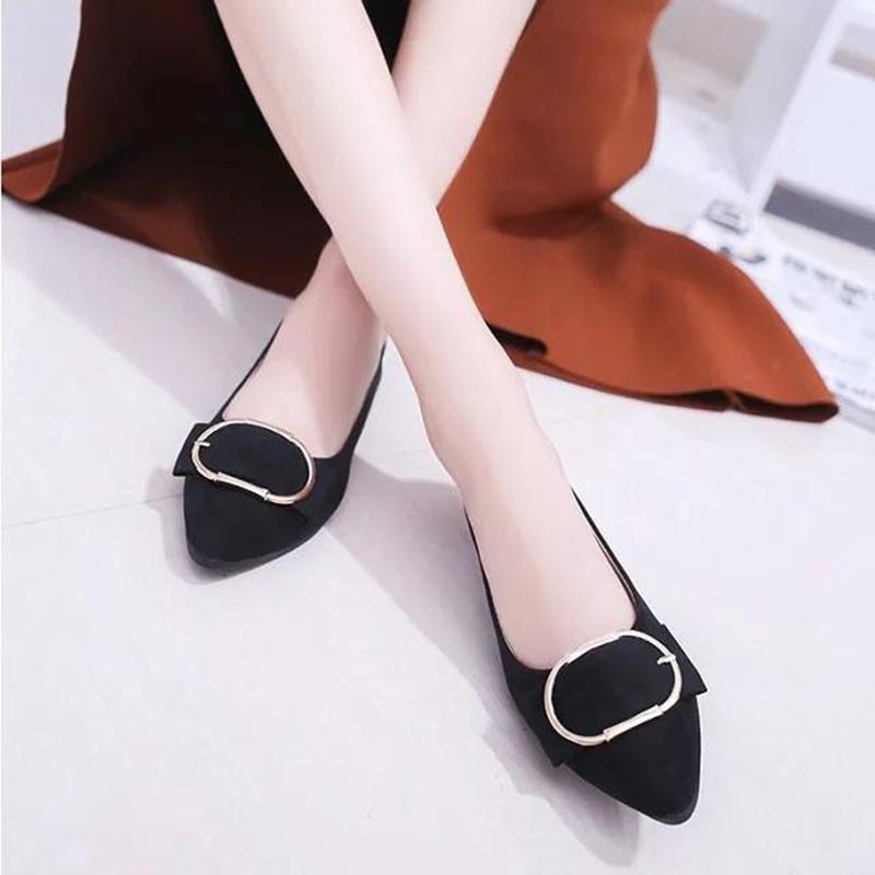 Pointed Toe Single Shoes All-match Square Buckle Women's Shoes Flat Heel Flat Shallow Mouth Comfortable Casual Women's Shoes Work Shoes